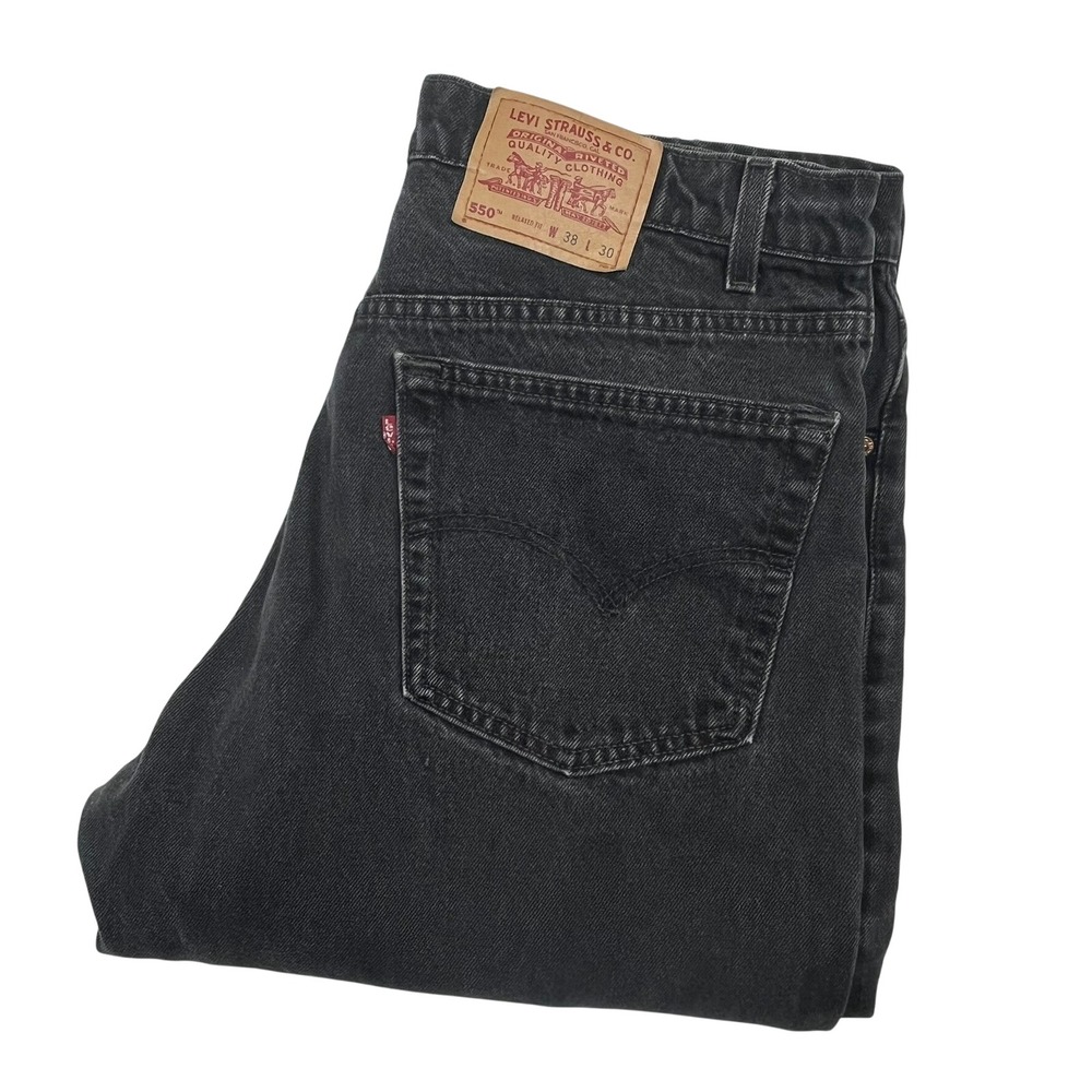 Levi's 550 Relaxed Jeans Men 38x30 (Fits 36x29) Black Vintage 90s Made In USA